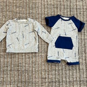 Miles baby baseball romper and sweatshirt